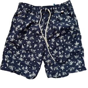 Polo Ralph Lauren Men’s XS Navy Palm Tree And Jet Ski Swim Trunks Mesh Liner